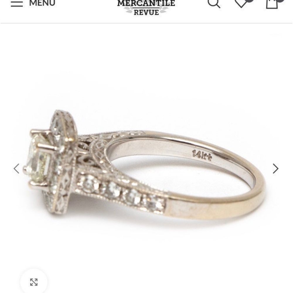14karat white gold Clear Square Cut Diamond ring